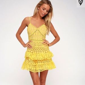 Lulu’s Beauty and Lace Yellow Crochet Dress size M
